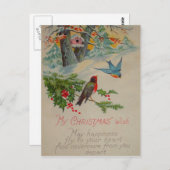 Vintage Niedliche Wintervögel Postkarte (Vorne/Hinten)