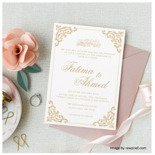 Vintage Nikah Gold Islamische Hochzeit Einladung