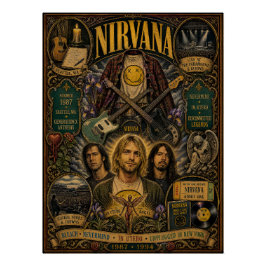 Vintage Nirvana Kurt Cobain Tribut Wandkunst Poste Poster