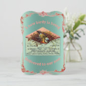 Vintage Nistvogeldusche - Einladung (Stehend Vorderseite)