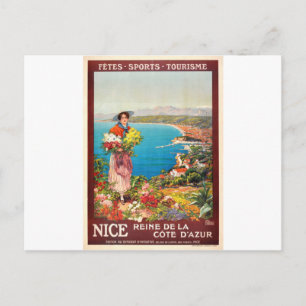 Vintage Nizza Reine Côte d'Azur Postkarte