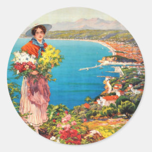 Vintage Nizza Reine Cote D'Azur Runder Aufkleber