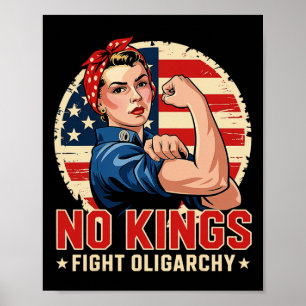 Vintage No Kings bekämpft Oligarchie Amerika-Flagg Poster