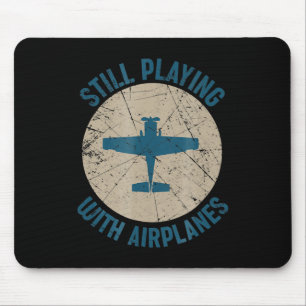 Vintage noch spielende Flugzeuge Pilot Geschenk Mousepad