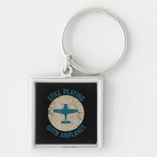 Vintage noch spielende Flugzeuge Pilot Geschenk Schlüsselanhänger