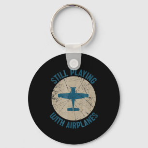 Vintage noch spielende Flugzeuge Pilot Geschenk Schlüsselanhänger