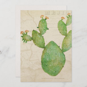 Vintage Nopal Cactus Watercolor Grußkarte Einladung