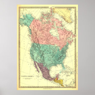 Vintage Nordamerika-Karte Poster