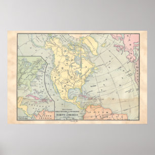 Vintage Nordamerika-Kartenposter Poster