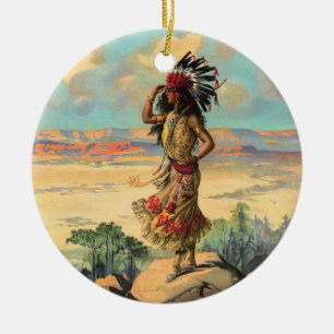 Vintage nordamerikanische Frau mit Kopfschmuck Kun Keramik Ornament