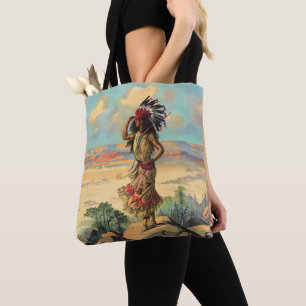 Vintage nordamerikanische Frau mit Kopfschmuck Kun Tasche