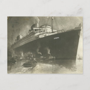 Vintage Norddeutsche Lloyd D. Europa Frachtschiff Postkarte