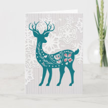 Vintage Nordic Elk Deh Animal Custom Holiday Card