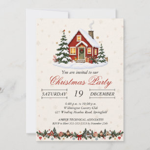 Vintage nordisches Weihnachts-Cottage-Feierparty Einladung