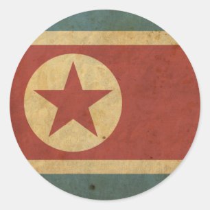 Vintage Nordkorea-Flagge Runder Aufkleber