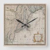 Vintage Nordostkarte der USA Quadratische Wanduhr (Vorderseite)