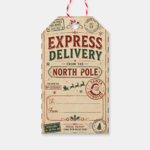 Vintage Nordpol Express Versandetikett Geschenkanhänger