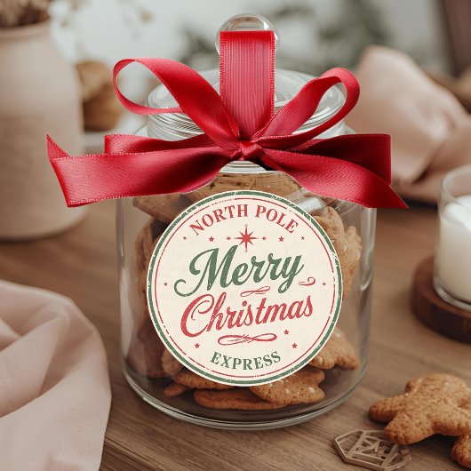 Vintage Nordpol Frohe Weihnachten Express Runder Aufkleber