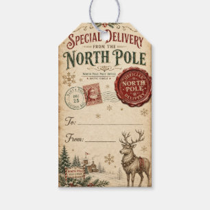 Vintage Nordpol Offizielle Lieferung Weihnachtsman Geschenkanhänger