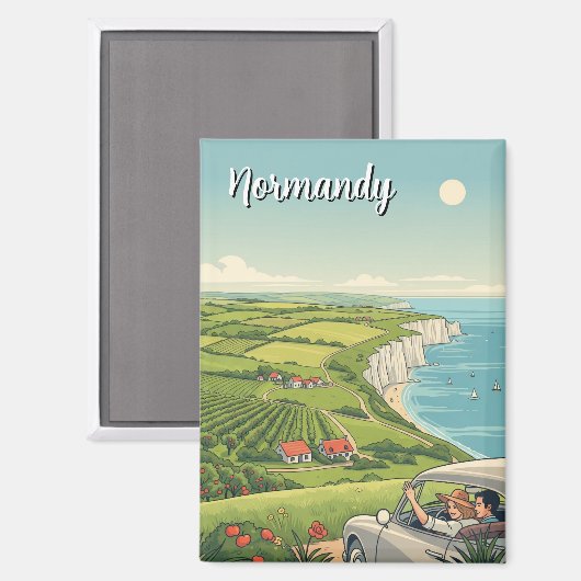 Vintage Normandie Frankreich Reisen Magnet (Vorderseite/Rückseite)