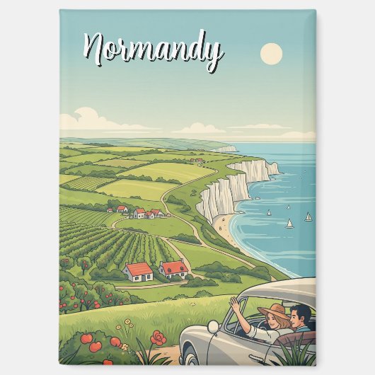 Vintage Normandie Frankreich Reisen Magnet (Vorderseite)