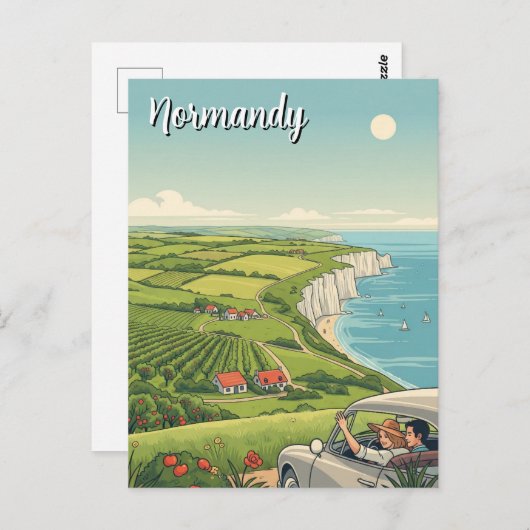 Vintage Normandie Frankreich Reisen Postkarte (Vorne/Hinten)