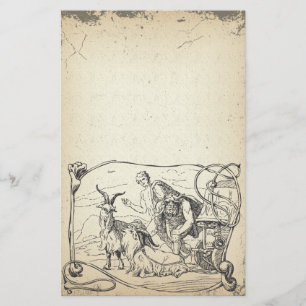 Vintage Norse Mythology Thor's Goats Stationery Briefpapier