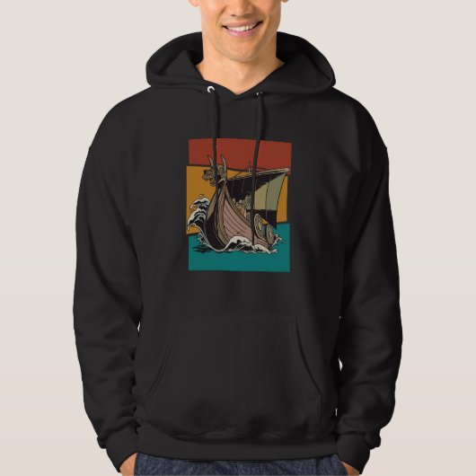 Vintage Norse Viking Ship Hoodie (Vorderseite)