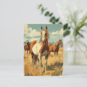 Vintage North America Wildhorses Postkarte (Stehend Vorderseite)