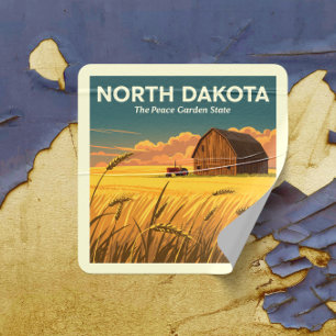 Vintage North Dakota Quadratischer Aufkleber