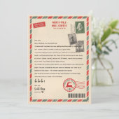Vintage North Pole Mail Center Personalized Santa Einladung (Stehend Vorderseite)