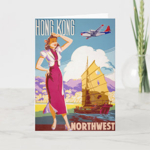 Vintage Northwest Airlines Werbeplakat Karte
