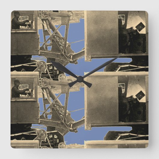 Vintage Northwest Crane Heavy Equipment Quadratische Wanduhr (Vorderseite)