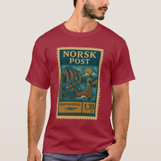 Vintage Norway Postage Stamp Shirt