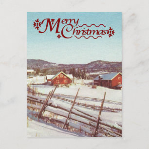 Vintage Norwegen, Bauernhaus an Weihnachten