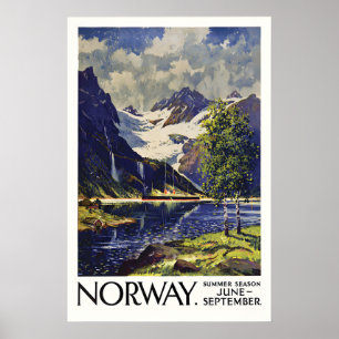 Vintage-Norwegen-Reiseposter Skandinavischer Fjord Poster