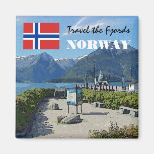 Vintage Norwegen Skandinavien Fjorde Reiseandenken Magnet