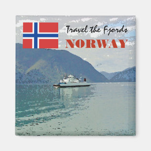 Vintage Norwegen Skandinavien Fjorde Reiseandenken Magnet