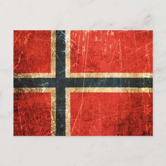 Vintage norwegische Flagge gekratzt und abgetragen Postkarte (Vorderseite)