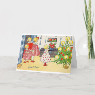 Vintage Norwegische Glad Jul Weihnachtskarte Feiertagskarte