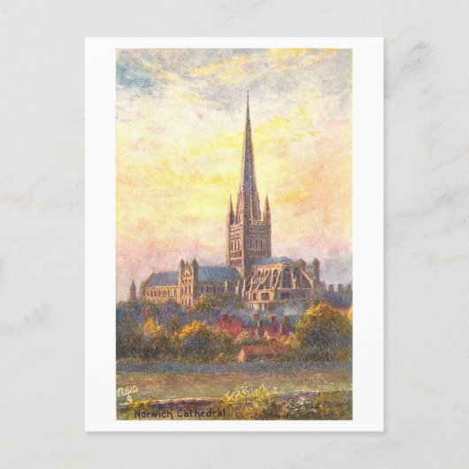 Vintage Norwich Cathedral Postkarte (Vorderseite)