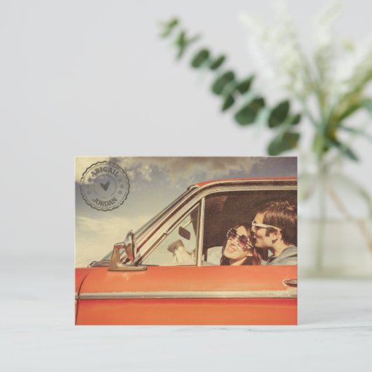 Vintage nostalgische Hochzeit Einladungspostkarte (Stehend Vorderseite)