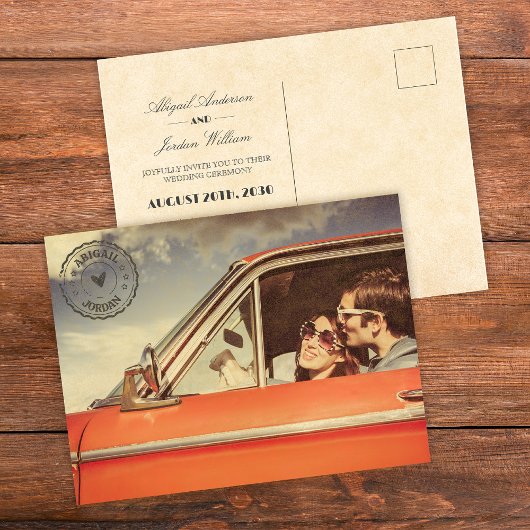 Vintage nostalgische Hochzeit Einladungspostkarte