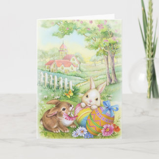 Vintage, nostalgische Osterhasen Feiertagskarte