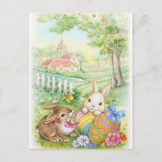 Vintage, nostalgische Osterhasen Feiertagspostkarte