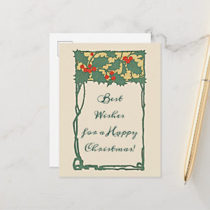 Vintage nostalgische Weihnachten Stechpalmenfrücht Postkarte