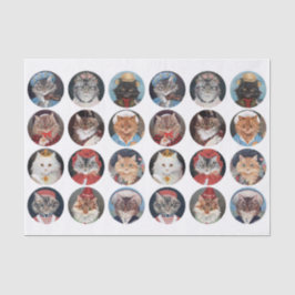 Vintage (Not AI) Cat Illustrations by GL Barnes  Seidenpapier