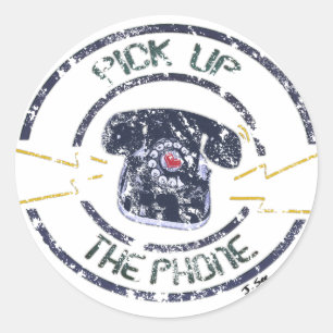 Vintage Not holen Sie die Telefonklemme hoch Runder Aufkleber