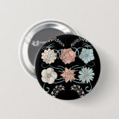 Vintage Not leidende Blume in Rosa und Blau Button (Vorne & Hinten)