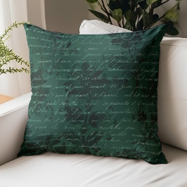 Vintage Not leidende Blumenschrift Emerald Green Kissen